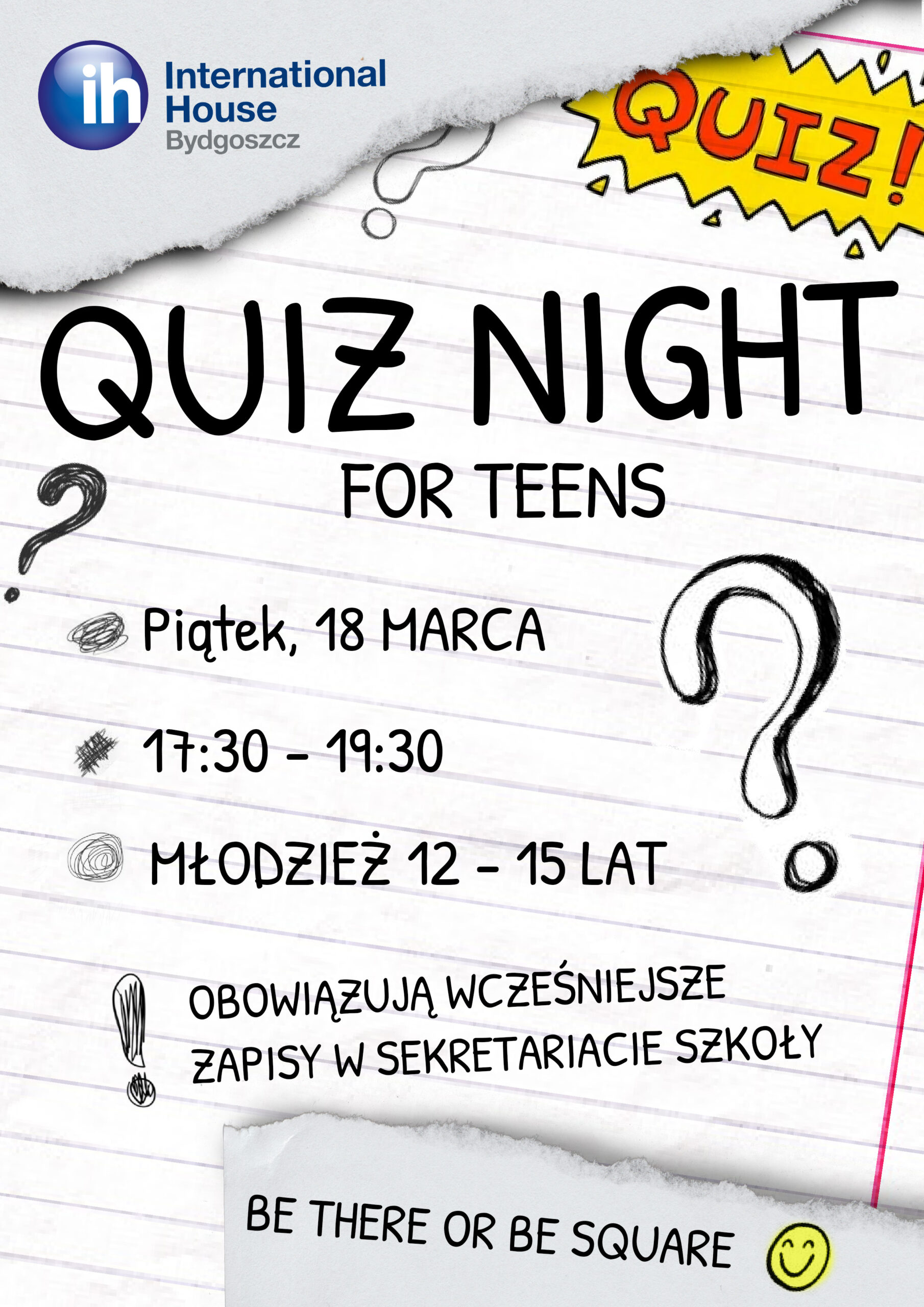 QUIZ FOR TEENS IH Bydgoszcz   Quiz Night For Teens JPG Scaled 